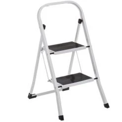 LOLAHOME Echelle 2 Marches Antidérapante En Acier Blanc 82x54x45 Cm