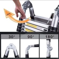 SKECTEN 3.8M Échelle Télescopique Portative Pliante En Aluminium à Usage Multiple Avec Charnières, EN131 Certifiée, 330lb Capacité -Pas Cher Échelle Magasin 53995022 5