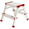 Escabeau / Marche-pied Aluminium 2 Marches Portée Max 125 Kg Pliable Pieds Anti-dérapants BRIXO