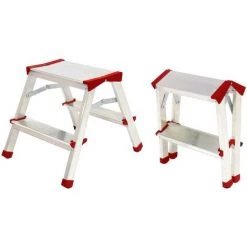 Escabeau / Marche-pied Aluminium 2 Marches Portée Max 125 Kg Pliable Pieds Anti-dérapants BRIXO -Pas Cher Échelle Magasin 54284245 3