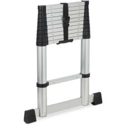 Relaxdays Echelle Télescopique, Jusqu’à 3,2 M, Fonction Softclose, Charge Jusqu’à 150 Kg, En Aluminium, Argent/noir