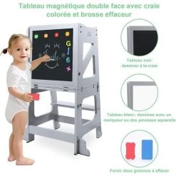 Yoleo Tour D'apprentissage Tour D'observation Pour Enfants Montessori Learning Tower Bois Naturel Kitchen Helper Pour Petit Bebe Transparent Avec Un Tableau -Pas Cher Échelle Magasin 54917391 3