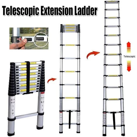 DAY PLUS Échelle Polyvalente Échelle Télescopique De 5 M Échelle Pliante En Aluminium Escabeau Robuste Extensible Antidérapant Capacité De Charge De 150 Kg / 330 Livres 3 DAY PLUS Échelle Polyvalente Échelle Télescopique De 5 M Échelle Pliante En Aluminium Escabeau Robuste Extensible Antidérapant Capacité De Charge De 150 Kg / 330 Livres – Image 3