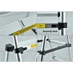 DAY PLUS Échelle Télescopique 1,7 M - 2 M, échelle Pliante, échelle Polyvalente En A, Escabeau En Aluminium, échelle à Coulisse, Escabeau, échelle Pour Le Ménage, Bricolage (5 + 6 Marches) -Pas Cher Échelle Magasin 55255179 5