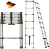 DAY PLUS Échelle Télescopique De 2,6 M En Acier Inoxydable De Haute Qualité, 9 Marches, échelle à Coulisse, échelle Pliante Antidérapante, Escabeau, échelle Polyvalente Capacité De Charge Jusqu'à 150 Kg | Échelle Sûre Et Fiable (EN131)