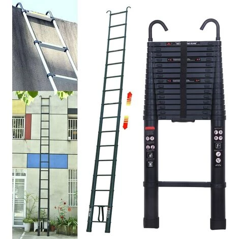 DAY PLUS Échelle Télescopique De 6,2 M, échelle Pliante, échelle Polyvalente En Aluminium Avec 2 Crochets, 15 échelons, échelle à Coulisse Antidérapante, échelle Inclinée, échelle En Aluminium, échelle Domestique Pour L'extérieur Et L'intérieur, Capacité De Charge 1 DAY PLUS Échelle Télescopique De 6,2 M, échelle Pliante, échelle Polyvalente En Aluminium Avec 2 Crochets, 15 échelons, échelle à Coulisse Antidérapante, échelle Inclinée, échelle En Aluminium, échelle Domestique Pour L'extérieur Et L'intérieur, Capacité De Charge