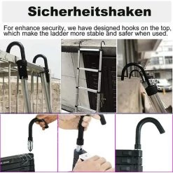 DAY PLUS Échelle Télescopique De 6,2 M, échelle Pliante, échelle Polyvalente En Aluminium Avec 2 Crochets, 15 échelons, échelle à Coulisse Antidérapante, échelle Inclinée, échelle En Aluminium, échelle Domestique Pour L'extérieur Et L'intérieur, Capacité De Charge 7 DAY PLUS Échelle Télescopique De 6,2 M, échelle Pliante, échelle Polyvalente En Aluminium Avec 2 Crochets, 15 échelons, échelle à Coulisse Antidérapante, échelle Inclinée, échelle En Aluminium, échelle Domestique Pour L'extérieur Et L'intérieur, Capacité De Charge -Pas Cher Échelle Magasin 55255202 3