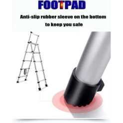 DAY PLUS Échelle Télescopique De 1,4 M à 1,7 M, Escabeau En Aluminium à Cadre Facile à Transporter, Pliable, échelle D'extension, échelle De Capacité De Charge De 150 Kg / 330 Lb Pour Le Bricolage Domestique (4 + 5 Marches) -Pas Cher Échelle Magasin 55255207 5