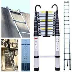DAY PLUS Échelle Polyvalente Échelle Télescopique De 6,2 M Avec Crochet Amovible Échelle Pliante En Aluminium Échelle Antidérapante Extensible Robuste Capacité De Charge De 150 Kg/330 Lb