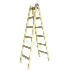 JARDIBRICODECO Échelle Escabeau En Bois Extensible - 12 échelons