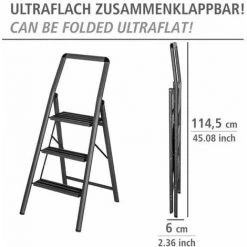 WENKO Escabeau 3 Marches, Petit Escabeau Pliable, Marches Antidérapantes, Léger 4,05 Kg, Aluminium, 48x114,5x6 Cm, Gris Foncé 8 WENKO Escabeau 3 Marches, Petit Escabeau Pliable, Marches Antidérapantes, Léger 4,05 Kg, Aluminium, 48x114,5x6 Cm, Gris Foncé -Pas Cher Échelle Magasin 55427564 4