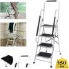DAY PLUS Escabeau De Main Courante Robuste En Acier 4 Marches Avec Main Courante Pliante échelle Portable Avec Tapis Antidérapant échelle Pour Garage Maison Sécurité Ménage Main Courante Escabeau Nouveau