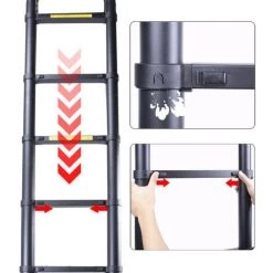 AXHUP Echele Télescopique Pliant 3,8M(1,9M + 1,9M) Echelle Escabeau En Aluminium Capacité 150kg -Pas Cher Échelle Magasin 55577033 4