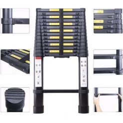 AXHUP Echelle Télescopique 3,8M Multifonction Polyvalent Portable En Aluminium Capacité 150kg -Pas Cher Échelle Magasin 55577041 4