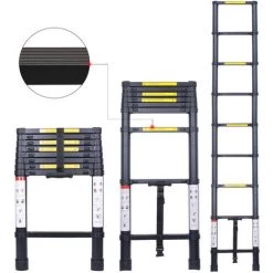 AXHUP Echelle Télescopique 2,6M Multifonction Polyvalent Portable En Aluminium Capacité 150kg