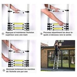 STOMO Échelle Télescopique Polyvalente 5M En Aluminium - Extenable échelle à Coulisse - Capacité : 150kg 7 STOMO Échelle Télescopique Polyvalente 5M En Aluminium - Extenable échelle à Coulisse - Capacité : 150kg -Pas Cher Échelle Magasin 55942736 3