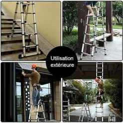 STOMO Échelle Télescopique Polyvalente 5M En Aluminium - Extenable échelle à Coulisse - Capacité : 150kg 8 STOMO Échelle Télescopique Polyvalente 5M En Aluminium - Extenable échelle à Coulisse - Capacité : 150kg -Pas Cher Échelle Magasin 55942736 4