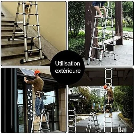STOMO Échelle Télescopique Polyvalente 5M En Aluminium - Extenable échelle à Coulisse - Capacité : 150kg 4 STOMO Échelle Télescopique Polyvalente 5M En Aluminium - Extenable échelle à Coulisse - Capacité : 150kg – Image 4