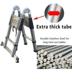 DAY PLUS Échelle Télescopique 5 M(2,5 + 2,5 M), Pliable Avec Stabilisateur, échelle Pliante Antidérapante, échelle Polyvalente En Acier Inoxydable De Haute Qualité, Charge Maximale 150 Kg 8 DAY PLUS Échelle Télescopique 5 M(2,5 + 2,5 M), Pliable Avec Stabilisateur, échelle Pliante Antidérapante, échelle Polyvalente En Acier Inoxydable De Haute Qualité, Charge Maximale 150 Kg -Pas Cher Échelle Magasin 56152454 4