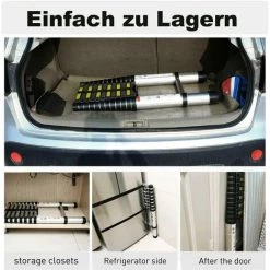 DAY PLUS Échelle Télescopique De 6,2m, échelle Pliante, échelle Polyvalente En Aluminium Avec 2 Crochets, 15 échelons, échelle à Coulisse Antidérapante, échelle Inclinée, échelle En Aluminium, échelle Domestique Pour L'extérieur Et L'intérieur, Capacité De Charge -Pas Cher Échelle Magasin 56152460 5