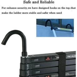 DAY PLUS 10.5FT Échelle Télescopique De 3,2 M Avec Crochet, échelle à Rallonge En Aluminium, échelle Pliante Antidérapante, échelle Polyvalente En Aluminium De Haute Qualité Avec Rétraction à Un Bouton, Capacité De Charge De 330 Lb -Pas Cher Échelle Magasin 56152464 5