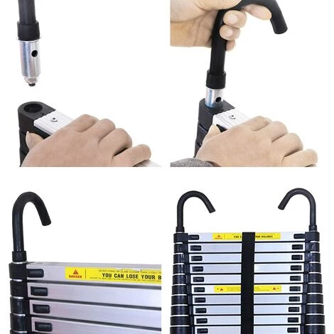 DAY PLUS 16.4FT Échelle D'extension En Aluminium De 5m Échelle D'extension Robuste Échelles De Loft Portables En Aluminium Avec Crochets De Toit Pour Grenier, Lieu De Travail, Escabeau Télescopique Pliable Et Peu Encombrant (16,4 Pieds) 4 DAY PLUS 16.4FT Échelle D'extension En Aluminium De 5m Échelle D'extension Robuste Échelles De Loft Portables En Aluminium Avec Crochets De Toit Pour Grenier, Lieu De Travail, Escabeau Télescopique Pliable Et Peu Encombrant (16,4 Pieds) – Image 4