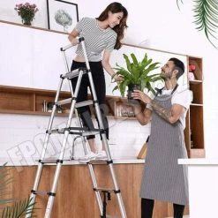 DAY PLUS Échelle Télescopique De 2 M à 2,3 M,(6 + 7 Marches), échelle Pliante, échelle Polyvalente En A, Escabeau En Aluminium, échelle à Coulisse, Escabeau, échelle Pour Le Ménage, Travaux De Bricolage -Pas Cher Échelle Magasin 56152468 3