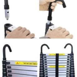 DAY PLUS 14.4FT Échelle Polyvalente En Aluminium De 4,4 M, échelle Télescopique Avec Crochet Amovible, échelle Extensible, échelle Pliante, Marches Antidérapantes, échelle Multifonctions, Escabeau, Capacité De Charge De 150 Kg -Pas Cher Échelle Magasin 56152469 3