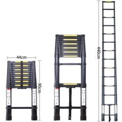 STOEX Échelle Télescopique 4.4M, Extensible Ladder Aluminium Échelle Multi-Fonction , Charge Max 150KG, Tout Noir 8 STOEX Échelle Télescopique 4.4M, Extensible Ladder Aluminium Échelle Multi-Fonction , Charge Max 150KG, Tout Noir -Pas Cher Échelle Magasin 56478811 4