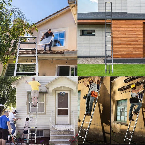 STOEX Échelle Télescopique 4.7M, Extensible Ladder Aluminium Échelle Multi-Fonction, Charge Max 150KG, Tout Noir 5 STOEX Échelle Télescopique 4.7M, Extensible Ladder Aluminium Échelle Multi-Fonction, Charge Max 150KG, Tout Noir – Image 5