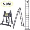 STOEX 5M Échelle Télescopique En Aluminium Pliante (2,5M + 2,5M), Échelle Escamotable Multifonction Bricolage Pliable Charge 150 Kg, Tout Noir