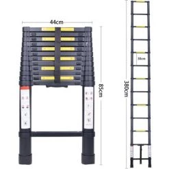 STOEX Échelle Télescopique 3.8M, Extensible Ladder Aluminium Échelle Multi-Fonction, Charge Max 150KG, Tout Noir 8 STOEX Échelle Télescopique 3.8M, Extensible Ladder Aluminium Échelle Multi-Fonction, Charge Max 150KG, Tout Noir -Pas Cher Échelle Magasin 56480853 4