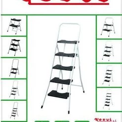 Escalier Domestique Main Courante Basse 5 Marches 1,10Mt Acier Blanc Vervi