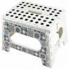 Paris Prix - Marchepied Pliable "carreaux De Ciment" 29cm Blanc