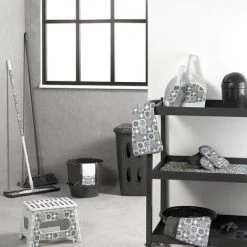 Paris Prix - Marchepied Pliable "carreaux De Ciment" 29cm Blanc -Pas Cher Échelle Magasin 57079325 3