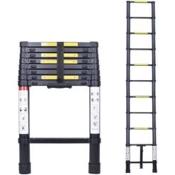 STOMO 3.2M Échelle Télescopique Escabeau Multi-Fonction Escamotable En Aluminium Portable Pliante Multifonction Ladder Charge 150 Kg
