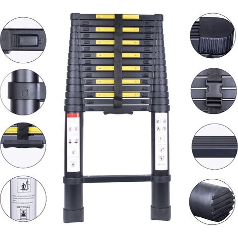 STOMO 5.0M Échelle Télescopique Escabeau Multi-Fonction Escamotable En Aluminium Portable Pliante Multifonction Ladder Charge 150 Kg 2 STOMO 5.0M Échelle Télescopique Escabeau Multi-Fonction Escamotable En Aluminium Portable Pliante Multifonction Ladder Charge 150 Kg – Image 2