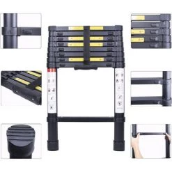 STOMO 2.6M Échelle Télescopique Escabeau Multi-Fonction Escamotable En Aluminium Portable Pliante Multifonction Ladder Charge 150 Kg -Pas Cher Échelle Magasin 57487121 4