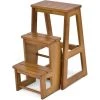 GIANTEX Escabeau Tabouret En Bois,Escabeau à 3 Marches Pliable,Marche Pied Echelle Portable, Peu Encombrant,pour Cuisine Chambre (Naturel)