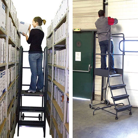 ESCABEAU DIRECT - MATISERE Escabeau Roulant Rayonnage 2 Marches - Hauteur De Travail Max. 2.51m - 830008727 3 ESCABEAU DIRECT - MATISERE Escabeau Roulant Rayonnage 2 Marches - Hauteur De Travail Max. 2.51m - 830008727 – Image 3