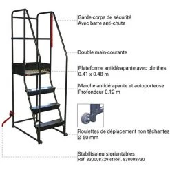 ESCABEAU DIRECT - MATISERE Escabeau Roulant Rayonnage 2 Marches - Hauteur De Travail Max. 2.51m - 830008727 8 ESCABEAU DIRECT - MATISERE Escabeau Roulant Rayonnage 2 Marches - Hauteur De Travail Max. 2.51m - 830008727 -Pas Cher Échelle Magasin 58172831 4