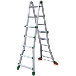 ECHELLE DIRECT - MATISERE Echelle De 4.00 M De Long - 4 X 4 Barreaux - Béquille De Rallonge - BK/2/BR