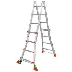 ECHELLE DIRECT - MATISERE Echelle De 2.88m De Long - 4 X 3 Barreaux - Béquille De Rallonge - BKPL/1/BR