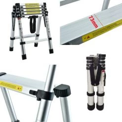 DAY PLUS Échelle Polyvalente 4+5 Marches/1,4+1,7m Pliable, Marche Pliante En Métal Avec Marches Caoutchoutées, Marches Pliantes Jusqu'à 150 Kg, Couleur Argent -Pas Cher Échelle Magasin 58238740 4