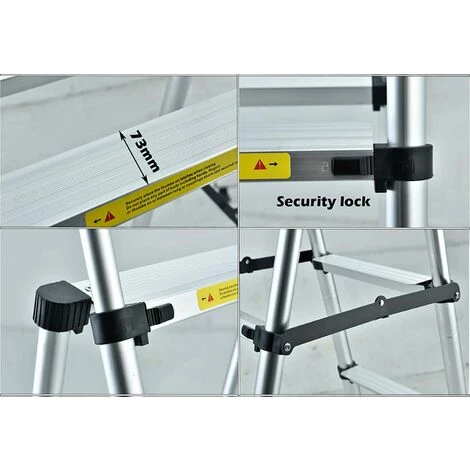 DAY PLUS Échelle Télescopique 1,7 M + 2 M, échelle Polyvalente Pour Grenier/toit Grimpant/bureau/travaux De Construction, échelle Extensible En Aluminium, Antidérapante 5 DAY PLUS Échelle Télescopique 1,7 M + 2 M, échelle Polyvalente Pour Grenier/toit Grimpant/bureau/travaux De Construction, échelle Extensible En Aluminium, Antidérapante – Image 5