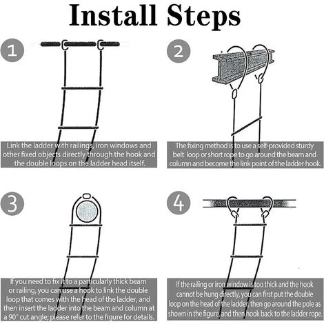 MACARON Échelle De Secours,Échelle De Corde De Sauvetage,3M échapper Au Travail D'urgence Avec Boucle Escalade D'Incendie Pour Évacuation De Fenêtre, Balcon LO-Ron 3 MACARON Échelle De Secours,Échelle De Corde De Sauvetage,3M échapper Au Travail D'urgence Avec Boucle Escalade D'Incendie Pour Évacuation De Fenêtre, Balcon LO-Ron – Image 3
