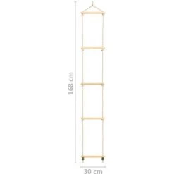INLIFE Échelle De Corde Pour Enfants Bois Massif Et PE 30x168 Cm - Brun -Pas Cher Échelle Magasin 58692191 5