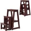 DREMADE DREAMADE Escabeau Tabouret Pliant 3 Marches Fabriqué En Pin, Multifonctionnel Portable Peu Encombrant Décoratif En Bois Naturel, Cuisine Chambre Bureau Magasin (Café)