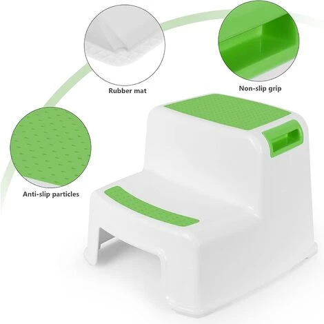 MINKUROW Marche Pied Enfant, Escabeau Enfant, Petit Tabouret Plastique, Marchepied 2 Marches Antidéparant En Bas âge Pour Apprentissage De La Propreté / Salle De Bains / Cuisine Vert 2 MINKUROW Marche Pied Enfant, Escabeau Enfant, Petit Tabouret Plastique, Marchepied 2 Marches Antidéparant En Bas âge Pour Apprentissage De La Propreté / Salle De Bains / Cuisine Vert – Image 2