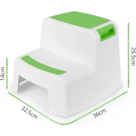 MINKUROW Marche Pied Enfant, Escabeau Enfant, Petit Tabouret Plastique, Marchepied 2 Marches Antidéparant En Bas âge Pour Apprentissage De La Propreté / Salle De Bains / Cuisine Vert 3 MINKUROW Marche Pied Enfant, Escabeau Enfant, Petit Tabouret Plastique, Marchepied 2 Marches Antidéparant En Bas âge Pour Apprentissage De La Propreté / Salle De Bains / Cuisine Vert – Image 3